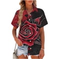 thumbnail image 1 of Odbmxy Summer Shirts for Women Collared Short Sleeve Womens Tops Plus Size Leisure Black Button Cardigan Floral Vacation Tops, 1 of 6
