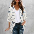 thumbnail image 1 of Odbmxy Summer Womens Cardigans Plus Size Lightweight 3/4 Sleeve Shirts for Women Butterfly Print Vacation Cardigans,XXL, 1 of 5
