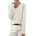 thumbnail image 1 of Odbmxy Sweaters for Women Long Sleeve Cotton Spring Sweaters Women Solid Layering Knitted Beige Sweaters, 1 of 5