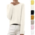 thumbnail image 1 of Odbmxy Sweaters for Women Cotton Long Sleeve Fall Sweaters for Women 2025 Layering Beige Slim Knitted Sweaters, 1 of 7