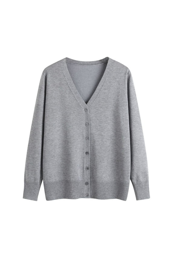 Sweaters for Women Plus Size Long Sleeve Cardigan Sweaters for Women Trendy Gray Regular Button up Knitted Sweaters