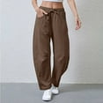 thumbnail image 1 of Odbmxy Sweatpants for Women Plus Size Wide-Leg Barrel Womens Pants Joggers Elastic Waist Brown Baggy Gym Long Sweatpants,L, 1 of 9