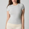 thumbnail image 1 of Odbmxy T-Shirts Women Cotton Summer Short Sleeve Womans Tops Plain Fitness Casual Stretch Slim Gray Workout Tops, 1 of 5
