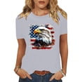 thumbnail image 1 of Odbmxy T-Shirts Womens Plus Size Cotton 4th of July Short Sleeve Women Shirts Tunic Regular Eagle Holiday Casual Gray Tops, 1 of 8