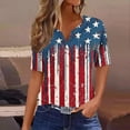 thumbnail image 1 of Odbmxy T Shirts for Women Short Sleeve V-Neck Independence Day Shirts for Women Vacation Patriotic Striped Casual Summer Red Tops, 1 of 5