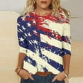 thumbnail image 1 of Odbmxy Tshirts Shirts for Women Fourth of July 3/4 Sleeve Summer Plus Size Womens Shirts Loose Stars Holiday Pullover Leisure Tops, 1 of 5