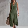thumbnail image 1 of Odbmxy Tunic Women's Dress Summer Cotton Linen Shift Sleeveless V-Neck Office Classy Midi Dress for Women with Pockets, 1 of 8