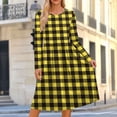 thumbnail image 1 of Odbmxy Tunic Womens Midi Dress Fall Plaid Long Sleeve Smock Shift Everyday Loose Women Dress Casual, 1 of 7