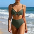 thumbnail image 1 of Odbmxy Two Piece Bathing Suits for Women High Waist Spaghetti Straps Summer Swimsuit Womens Plain Beachwear Cute Bikini Set, 1 of 5