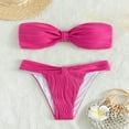 thumbnail image 1 of Odbmxy Two Piece Swimsuit for Women Bandeau Strapless Bathing Suit Women Backless Solid Color High Cut Clubwear Swimwear,Pink S, 1 of 5