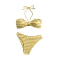 thumbnail image 1 of Odbmxy Two Piece Swimsuit for Women Bikini Halter Womens Bathing Suits High Cut Striped Vacation Bralette Swimwear,Yellow L, 1 of 7