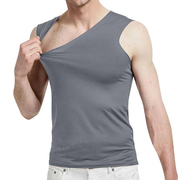 Odbmxy V-Neck Men's Tank Shirts Sleeveless Basic Mens Tank Undershirts Leisure Solid Color Slim Athletic Shirts,Gray 5XL