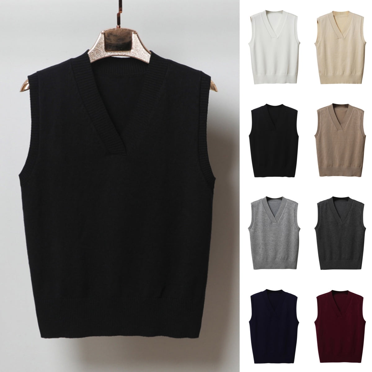 Odbmxy V-Neck Sweater Women Pullover Sleeveless Women's Sweater