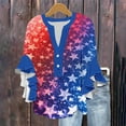 thumbnail image 1 of Odbmxy V-Neck T Shirts Women Independence Day 3/4 Sleeve Shirts for Women 2026 Fancy Loose Vacation Summer Casual Stars Tops, 1 of 5