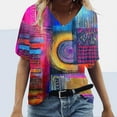 thumbnail image 1 of Odbmxy V-Neck Womens Tee Shirts Summer Short Sleeve Tops Women Graphic Camping Breathable Vintage Pink Casual Loose Tops, 1 of 5