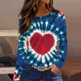 thumbnail image 1 of Odbmxy Valentine Womens Tee Shirts Long Sleeve Plus Size Tops Women Holiday Casual Loose Tie-Dye Tunic Tops Red, 1 of 8