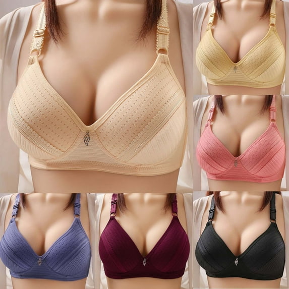 Odbmxy Wireless Bras Women Plus Size Push up Womens Bras Support Daily Full Coverage Solid Color Beige Bras