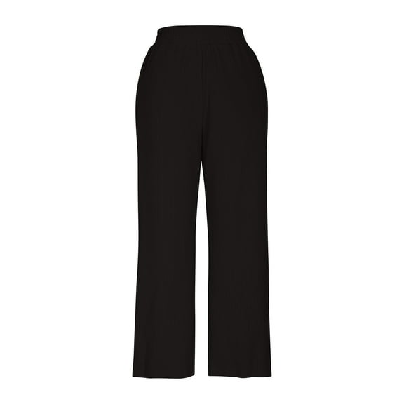 Odbmxy Woman's Pants Plus Long Straight-Leg Womens Trousers Plain Workout Loose with Pockets Black Casual Pants,L