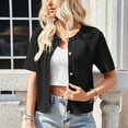 thumbnail image 1 of Odbmxy Women Cardigans Cotton Short Sleeve Knitted Ladies Tops Button Solid Color Everyday Loose Casual Cardigans,Black L, 1 of 7