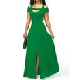 thumbnail image 1 of Odbmxy Women Maxi Dresses Evening Gown Cold Shoulder Short Sleeve Women's Plus Size Dresses Loose Solid Dressy Dresses,Green L, 1 of 3