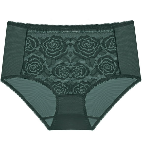 Odbmxy Women Plus Size Panties Briefs Womens Plus Size Underwear High Waist Sliqs Green Mesh Solid Color Panties