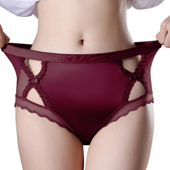 Odbmxy Women Plus Size Panties Seamless Lace Plus Size Underwear for Women Satin Purple Briefs Solid Color Panties