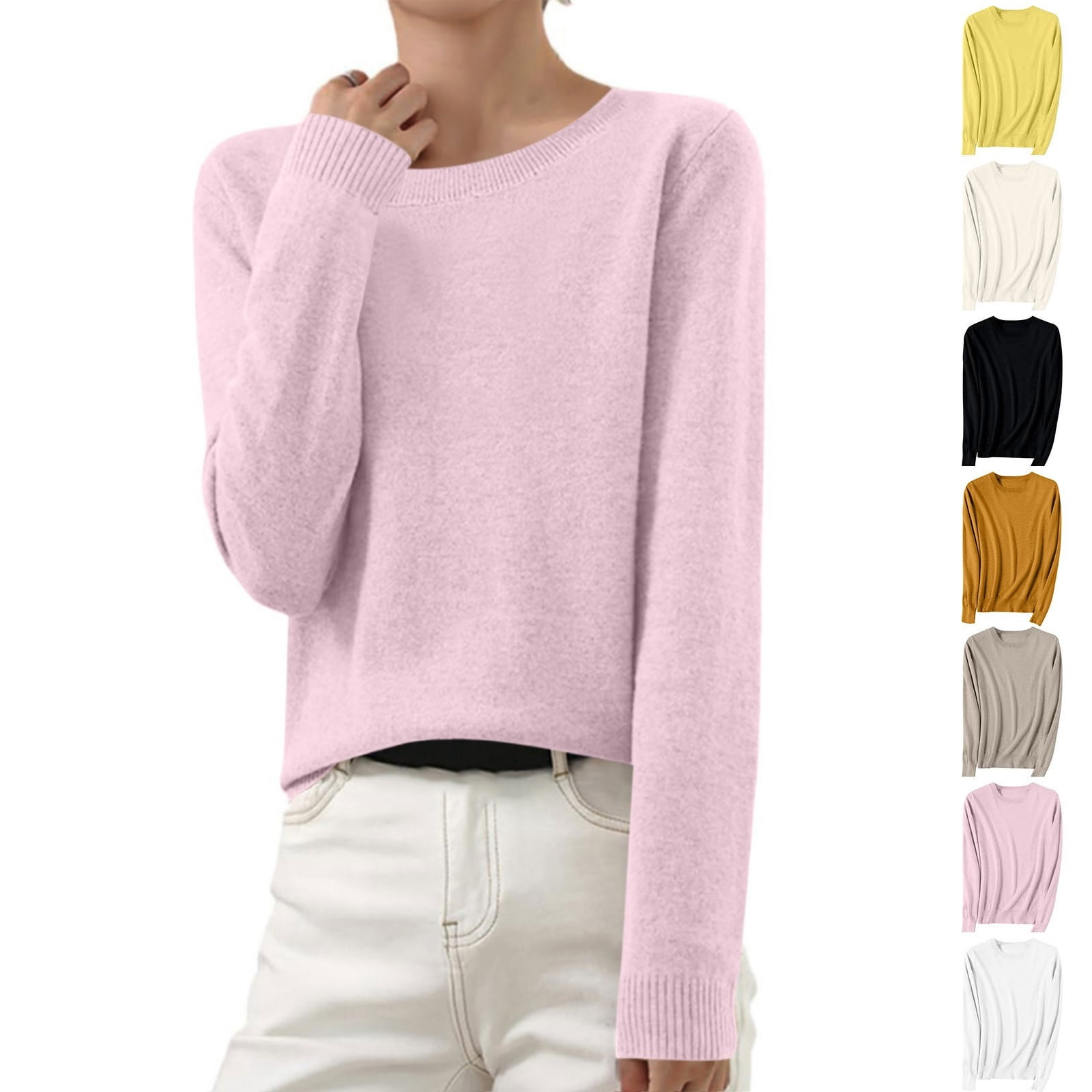 Odbmxy Women Sweater Cotton Pullover Long Sleeve Fall Sweaters Women ...