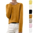 thumbnail image 1 of Odbmxy Women Sweaters Long Sleeve Cotton Pullover Winter Sweaters for Women 2024 Gold Knitted Slim Single Layering Sweaters, 1 of 7