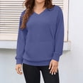 thumbnail image 1 of Odbmxy Women Sweatshirt Long Sleeve V-Neck Fall Womans Tops Solid Color Loose Casual Everyday Basic Sweatshirt with Pocket, 1 of 6