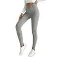 thumbnail image 1 of Odbmxy Women's Leggings High Rise Sports Women's Yoga Pants Plus Tummy Control Long Skinny Gray Gym Plain Pants,M, 1 of 7