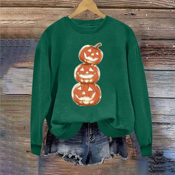 Odbmxy Women's Sweatshirt Halloween Long Sleeve Fall Winter Holiday Graphic Pullover Women Tops Casual Crew Neck