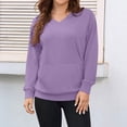 thumbnail image 1 of Odbmxy Women's Sweatshirts V-Neck Fall Long Sleeve Tops for Women Solid Color Everyday Casual Basic Sweatshirt with Pocket, 1 of 6