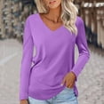 thumbnail image 1 of Odbmxy Women's T Shirts Long Sleeve Spring Plus Size Womens Tops Casual Relaxed Fit Plain Comfy Layering Basic Tops,Purple M, 1 of 5