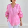 thumbnail image 1 of Odbmxy Womens Blouses Cotton Linen 3/4 Sleeve Tops Women Breathable Loose Beach Soft Casual Solid Color Tops,Pink M, 1 of 5