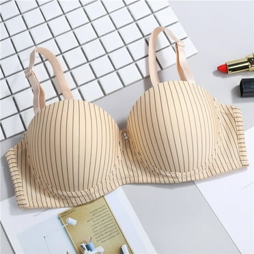 Odbmxy Womens Bras Under $5.00 Push up Underwire Women Bra Full Coverage Striped Beige Support Bras