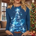 thumbnail image 1 of Odbmxy Womens Christmas Tops Long Sleeve Graphic Womens T Shirts Blue Party Regular Funny Leisure Tops, 1 of 9