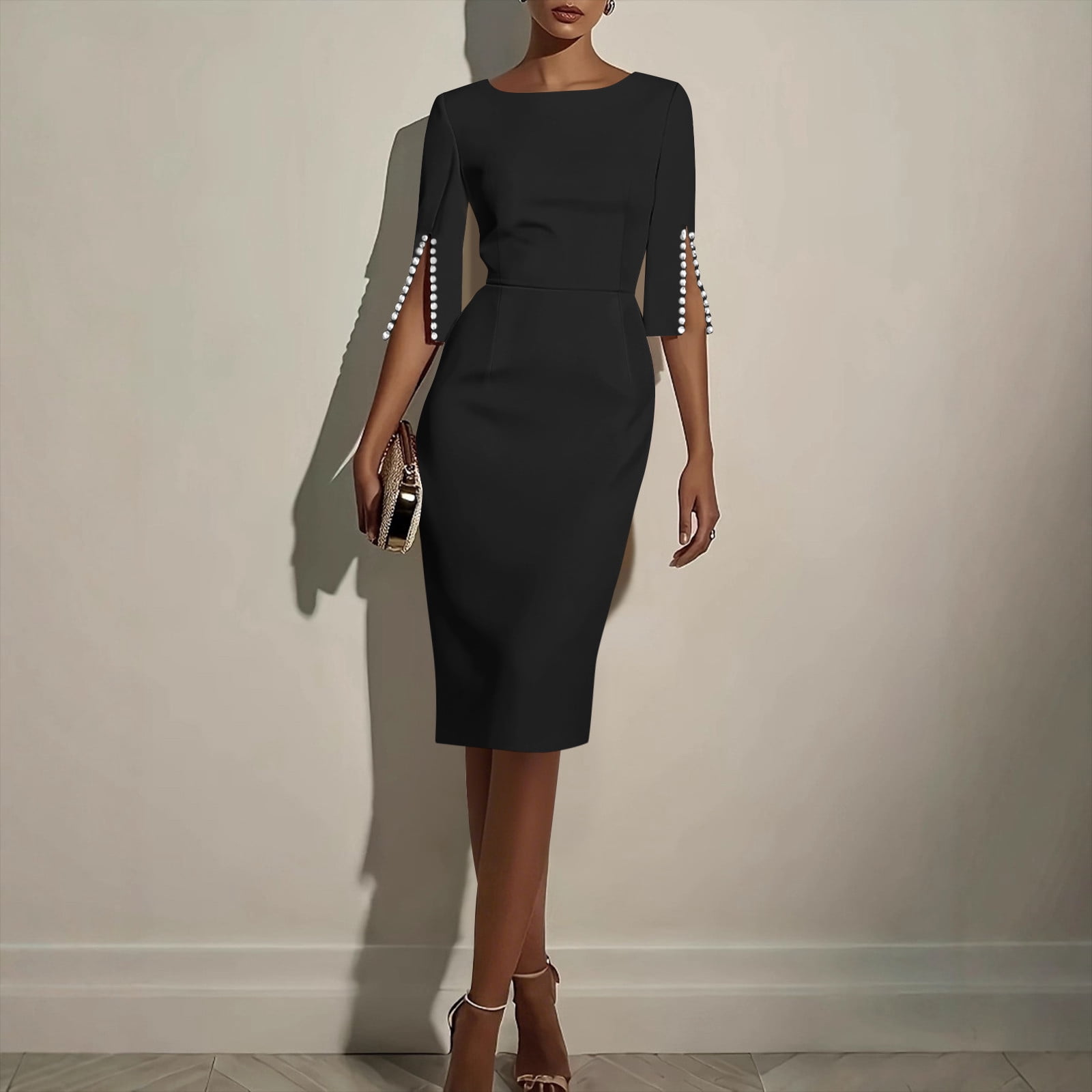 knee length dresses for ladies Elegant White Diana Midi Dress | Lady Black Tie main image 0