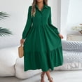 thumbnail image 1 of Odbmxy Womens Midi Dress Long Sleeve Tunic Dresses for Women Peplum Button Loose Solid Color Holiday Dresses,Green M, 1 of 8
