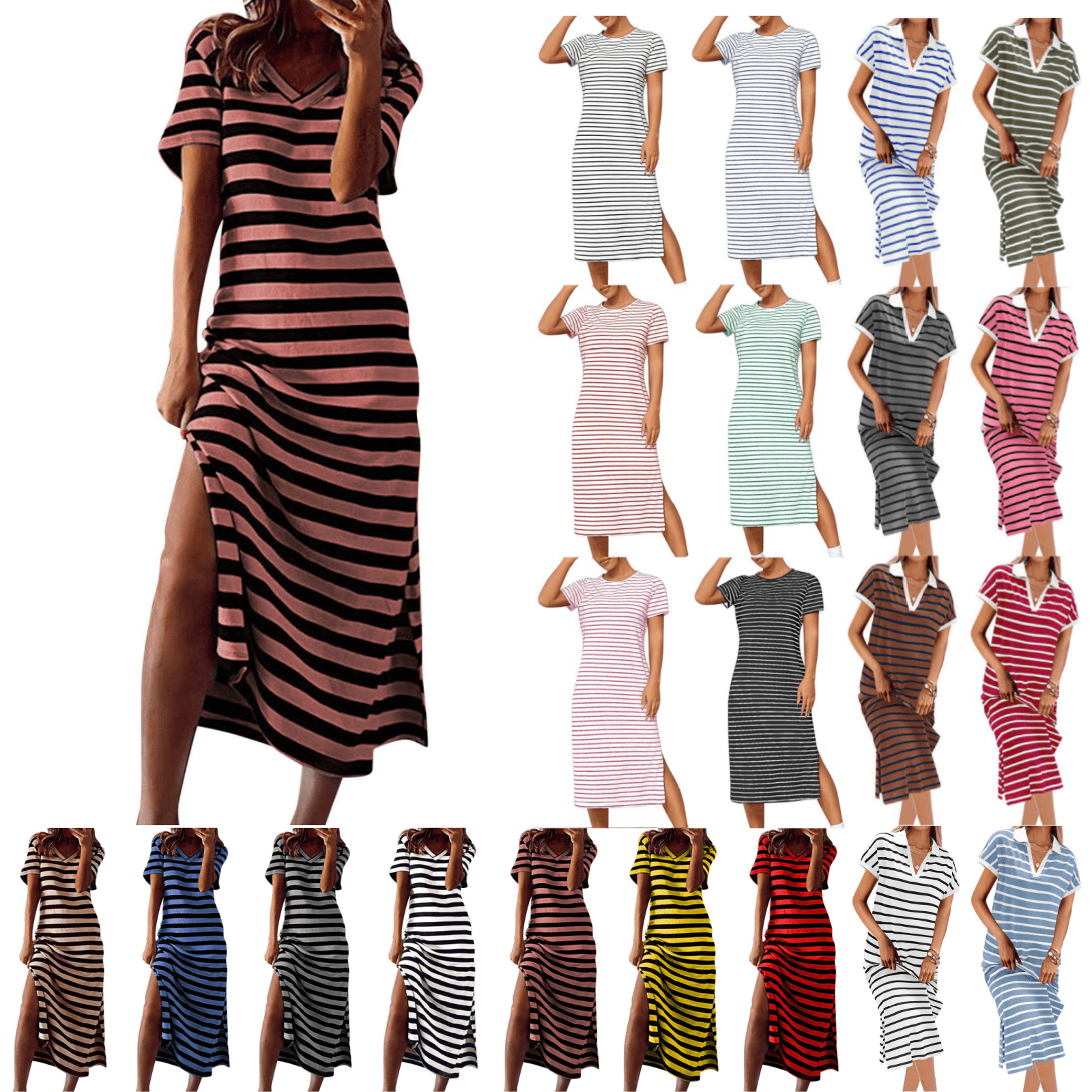 Odbmxy Womens Midi Dresses Short Sleeve Tee Shirt Dresses for Women ...