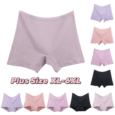 Odbmxy Womens Panties Cotton Boxers Women Plus Size Underwear High Waist Boy Shorts Ice Silk Gray Stretch Plain Panties