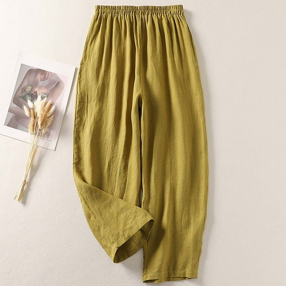 Odbmxy Womens Pants Ankle Wide-Leg Womens Trousers Plus Size Holiday Loose Green Palazzo Elastic Waist Casual Pants,XXL