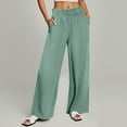 thumbnail image 1 of Odbmxy Womens Pants Plus Size Straight-Leg Full Length Womens Trousers Casual Palazzo with Pockets Elastic Waist Green Pants,L, 1 of 9