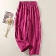 thumbnail image 1 of Odbmxy Womens Plus Size Pants Wide-Leg Ankle Trousers Women Pink Holiday Solid Color Elastic Waist Loose Palazzo Casual Pants,M, 1 of 7