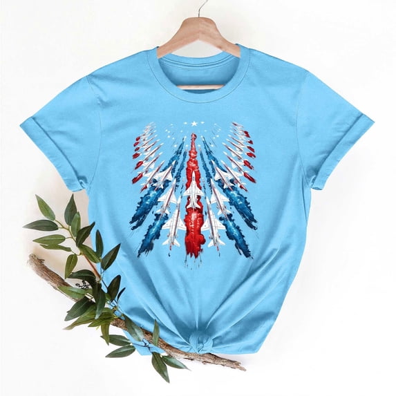 Odbmxy Womens Plus Tees Blue Short Sleeve Independence Day Tops for Women Graphic Regular Holiday Workout Summer Casual Tops