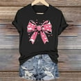thumbnail image 1 of Odbmxy Womens Shirts Short Sleeve Valentine's Day Tops for Women Plus Size Bow Print Festivals Soft Casual Loose Black Shirts, 1 of 6