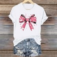 thumbnail image 1 of Odbmxy Womens Shirts Valentines Short Sleeve Women's Tops Loose White Bow Print Soft Festivals Casual Shirts, 1 of 6