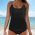thumbnail image 1 of Odbmxy Womens Swimsuits Tankini Camisole Padded Women's Swimsuit Two Piece Wire-Free Solid Color Beachwear Swimwear,Black XL, 1 of 6