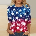 thumbnail image 1 of Odbmxy Womens Tee Shirts 3/4 Sleeve Independence Day Womens Top Leisure Relaxed Fit Tie-Dye Everyday Tops,Red 5XL, 1 of 5