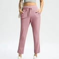 thumbnail image 1 of Odbmxy Womens Yoga Pants Plus Size Ankle Pink Womens Pants Slim Workout Plain with Pockets Elastic Pants,L, 1 of 9
