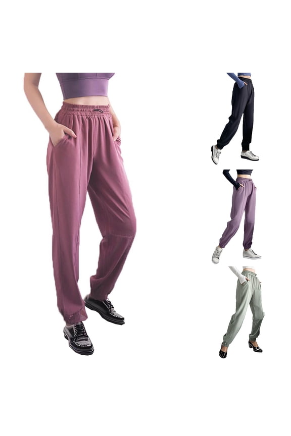 Yoga Pants for Women Plus Size High Rise Gym Womens Pants Elastic Waist Joggers Loose Quick Drying Plain Red Long Pants,M